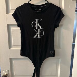 Calvin Klein Black Bodysuit with Silver Logo